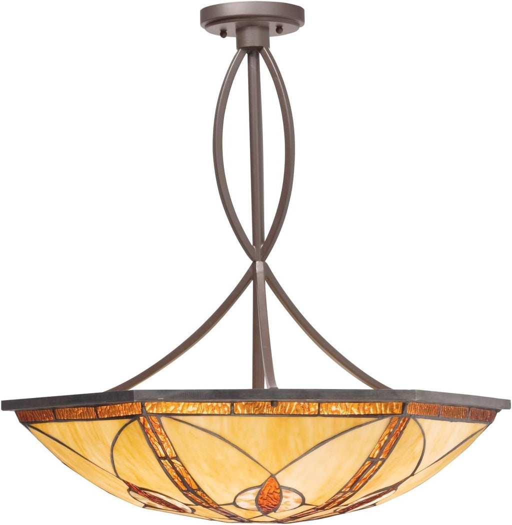 4-Light Cat's Eye Art Glass Convertible Pendant/Semi-Flush Ceiling Light M976