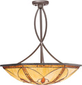 4-Light Cat's Eye Art Glass Convertible Pendant/Semi-Flush Ceiling Light M976