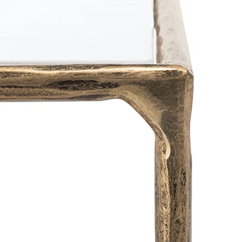 Brass Metal Tempered Glass Top Square End Table U26973