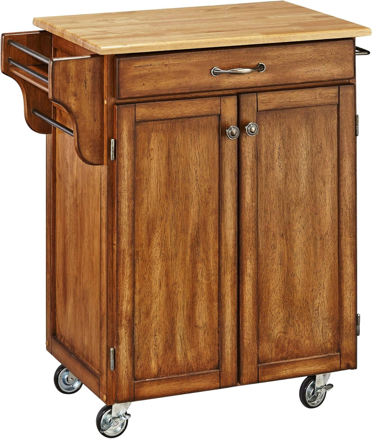 Cherry 2 Door Kitchen Cart with Oak Top H387180