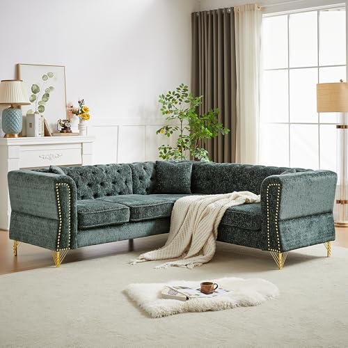 81.5" Chenille L-Shaped 5-Seater Sectional Sofa with 3 Cushions (Gray) J591463