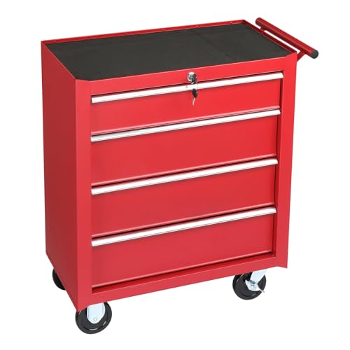 4 Drawer Rolling Metal Tool Chest with Lock J689