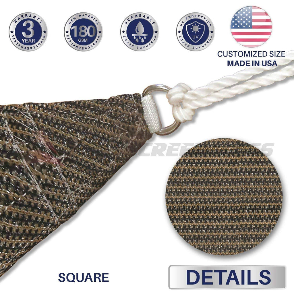 Brown Sun Shade Sail Square Canopy V5005