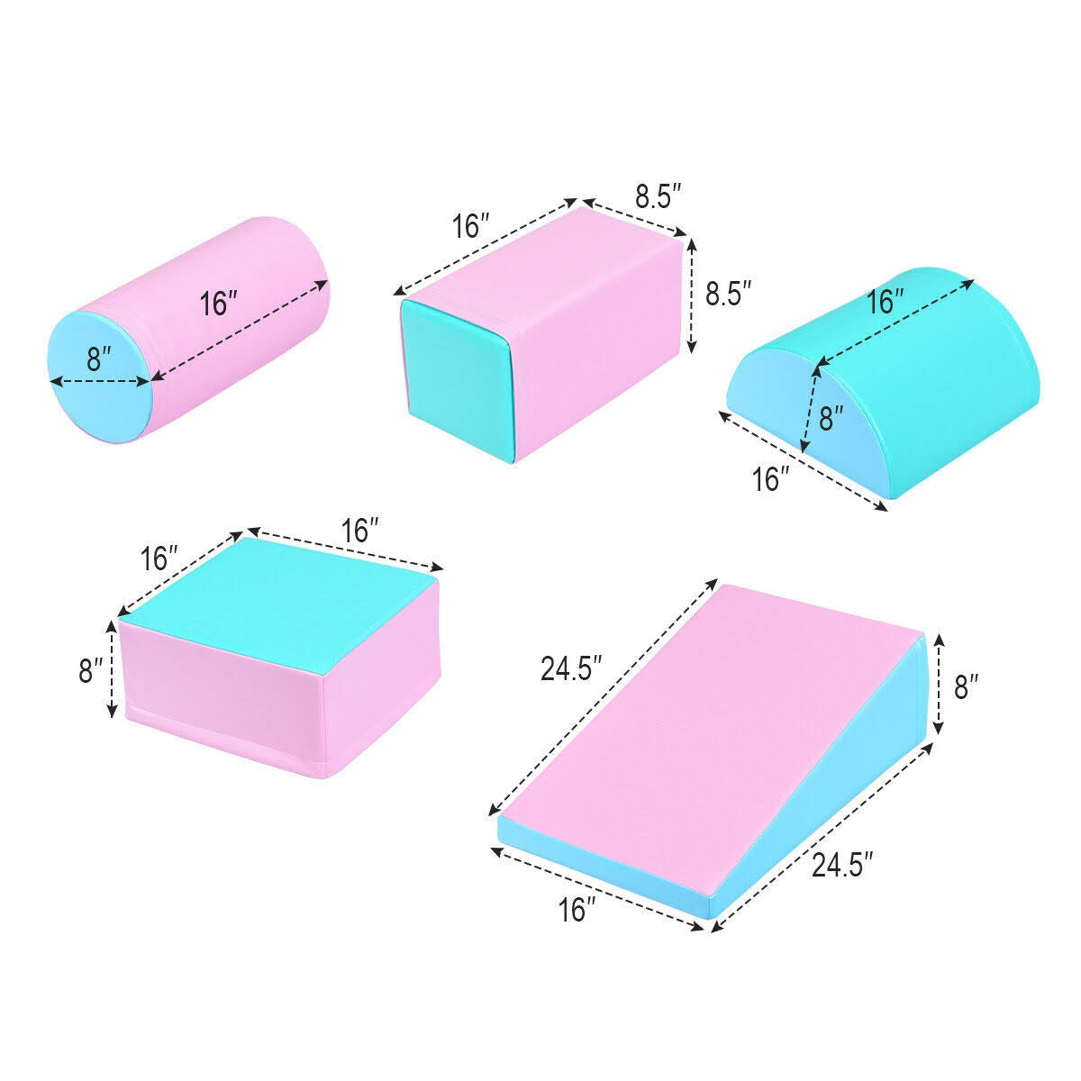 5-Piece Climb Activity Play Foam Blocks Pink D2615