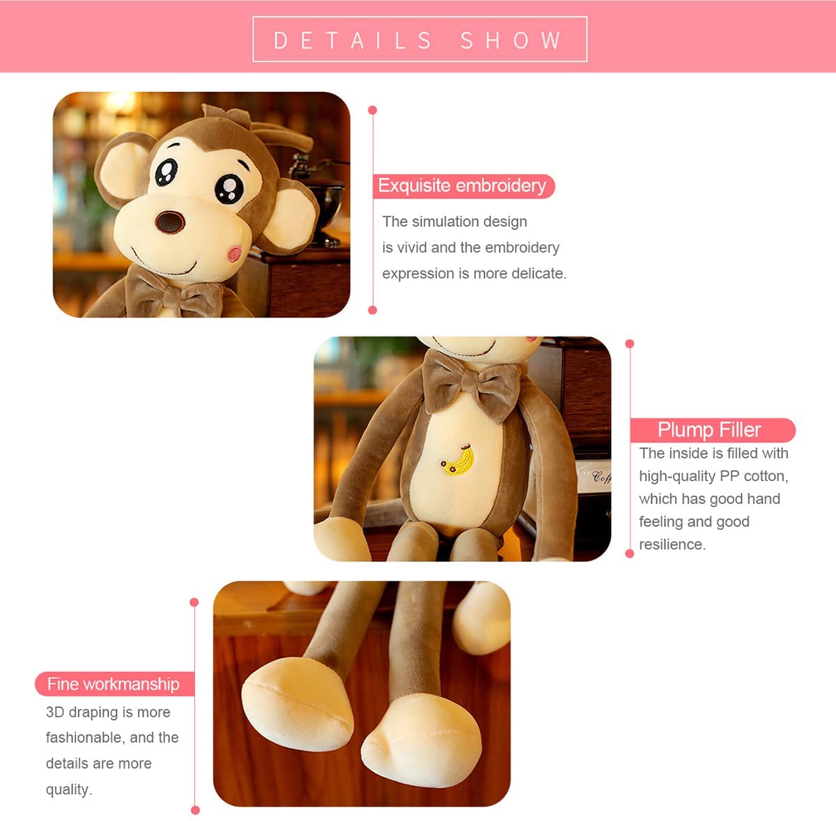 22" Brown Monkey Plush Stuffed Animal Toy V22774