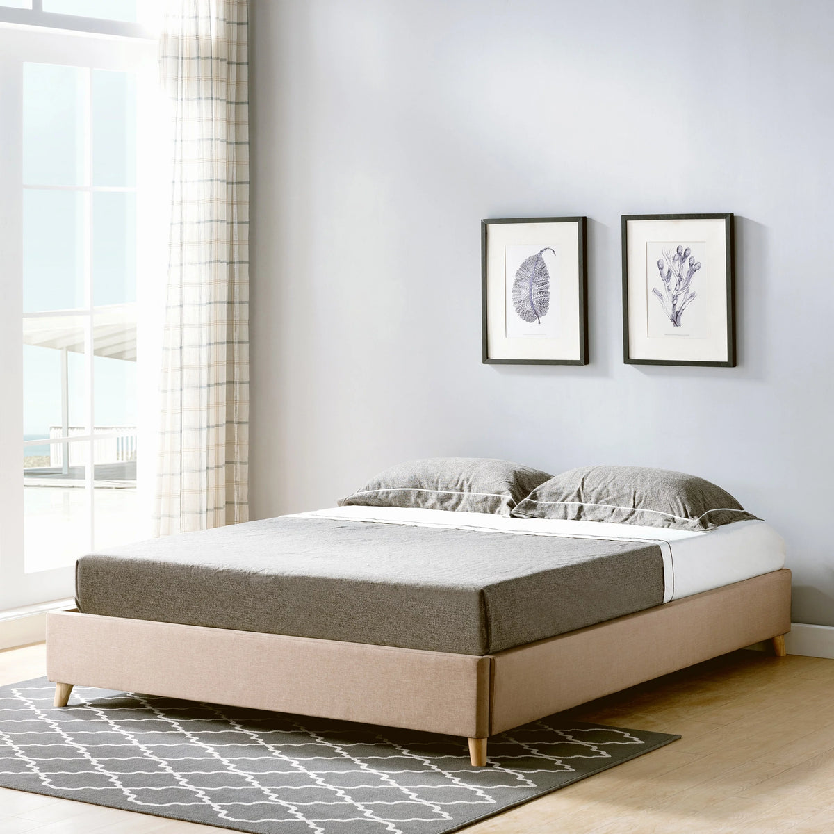Queen Platform Bed Frame Dark Grey J465