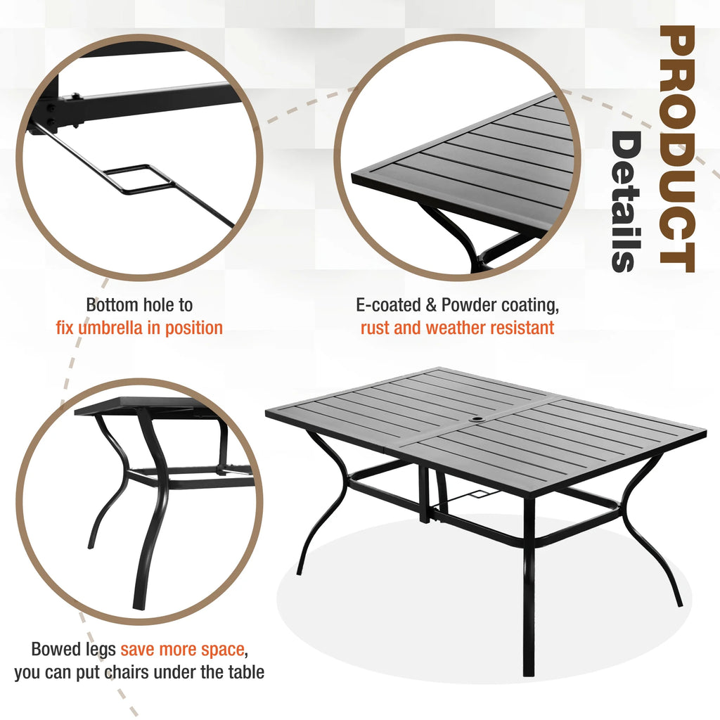 7-Piece Outdoor Patio Dining Set with 6 Rocking Chairs and 1 Metal Table V288
