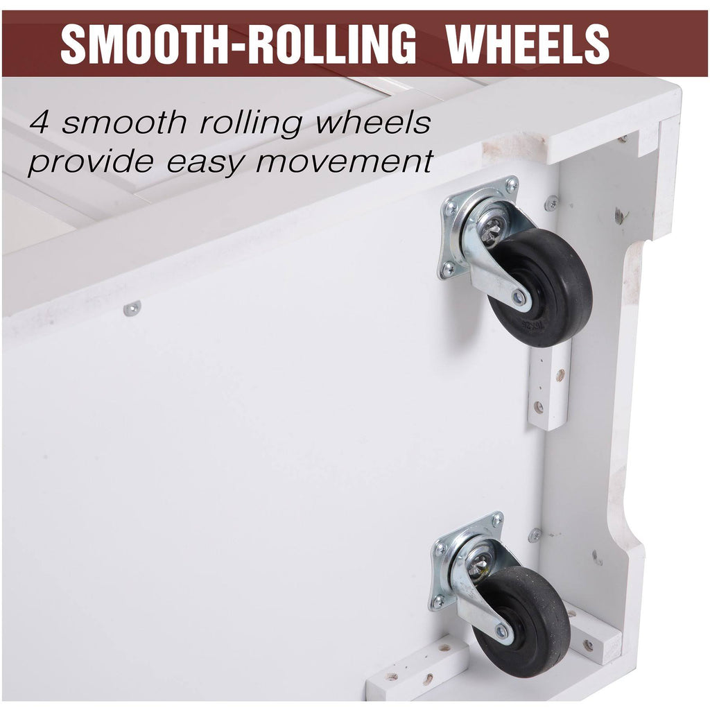 White Rolling Kitchen Island Cart with Wheels C7263