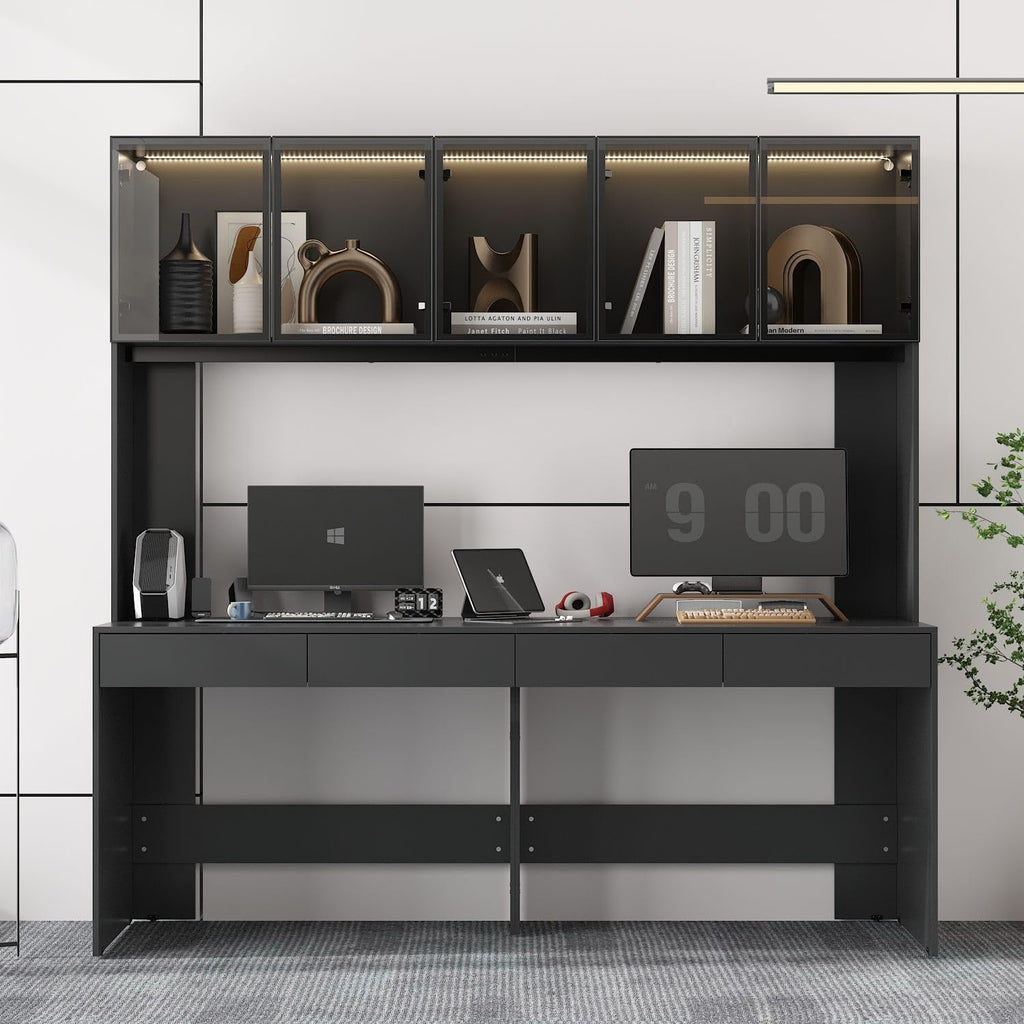 Large Office Desk with 4 Drawers Black Q193044