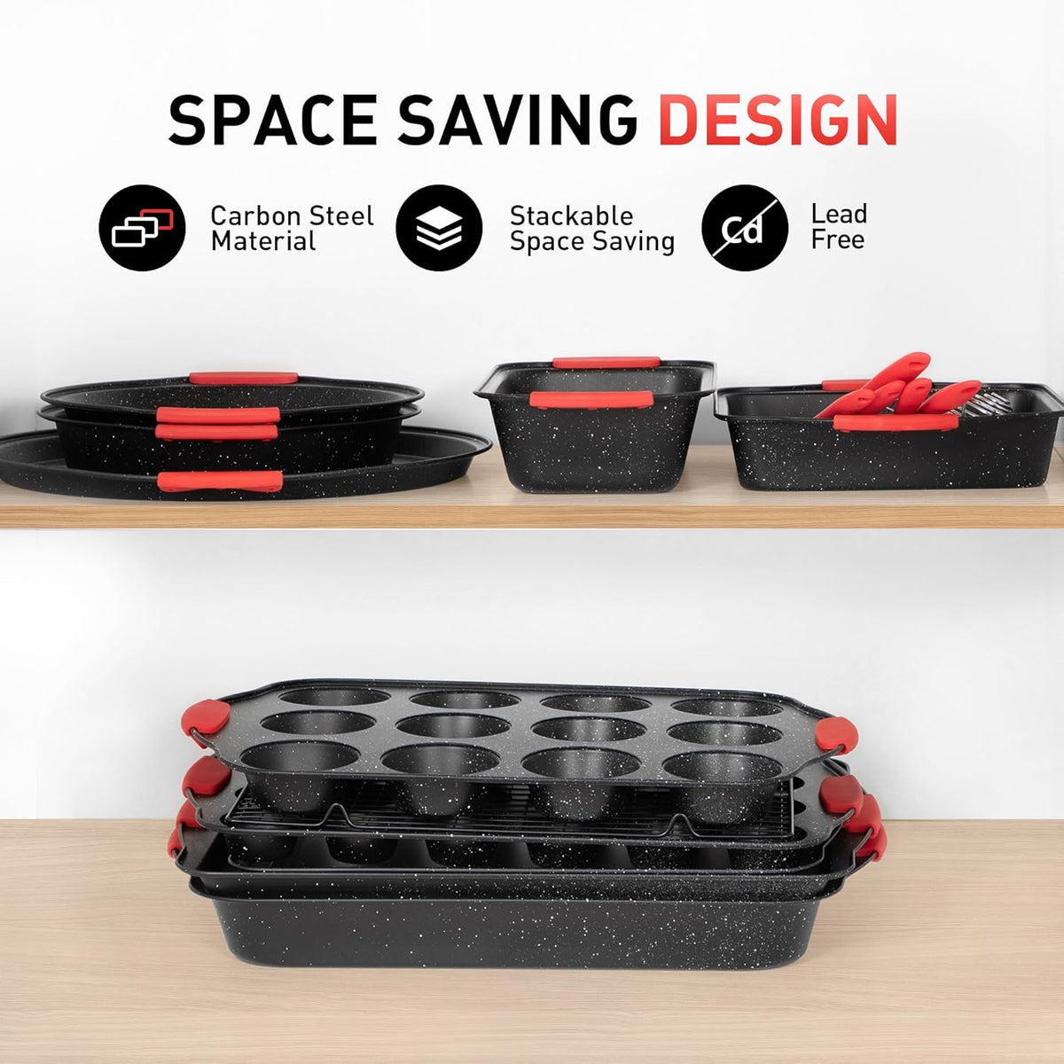 18-Piece Nonstick Carbon Steel Black Baking Pans Set Q141946
