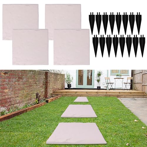4 Pcs Large Plastic Stepping Stones with Ground Stakes G1927