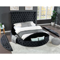 Queen Velvet Round Bed Frame with Wingback Headboard and Storage I560589