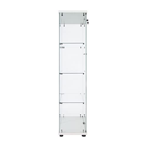 White Glass Display Cabinet with Lock and Lights 2 Doors 4 Shelves Q128278