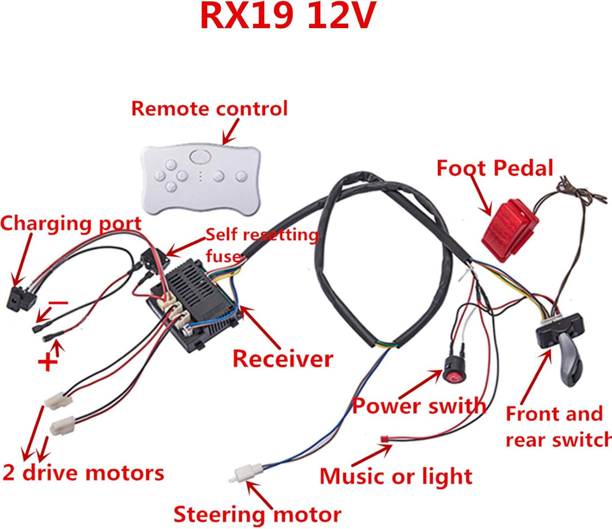 12V Remote Control Circuit Board Wires Switch Gearbox with Motors Children Electric Ride On Car Accessories Q70272