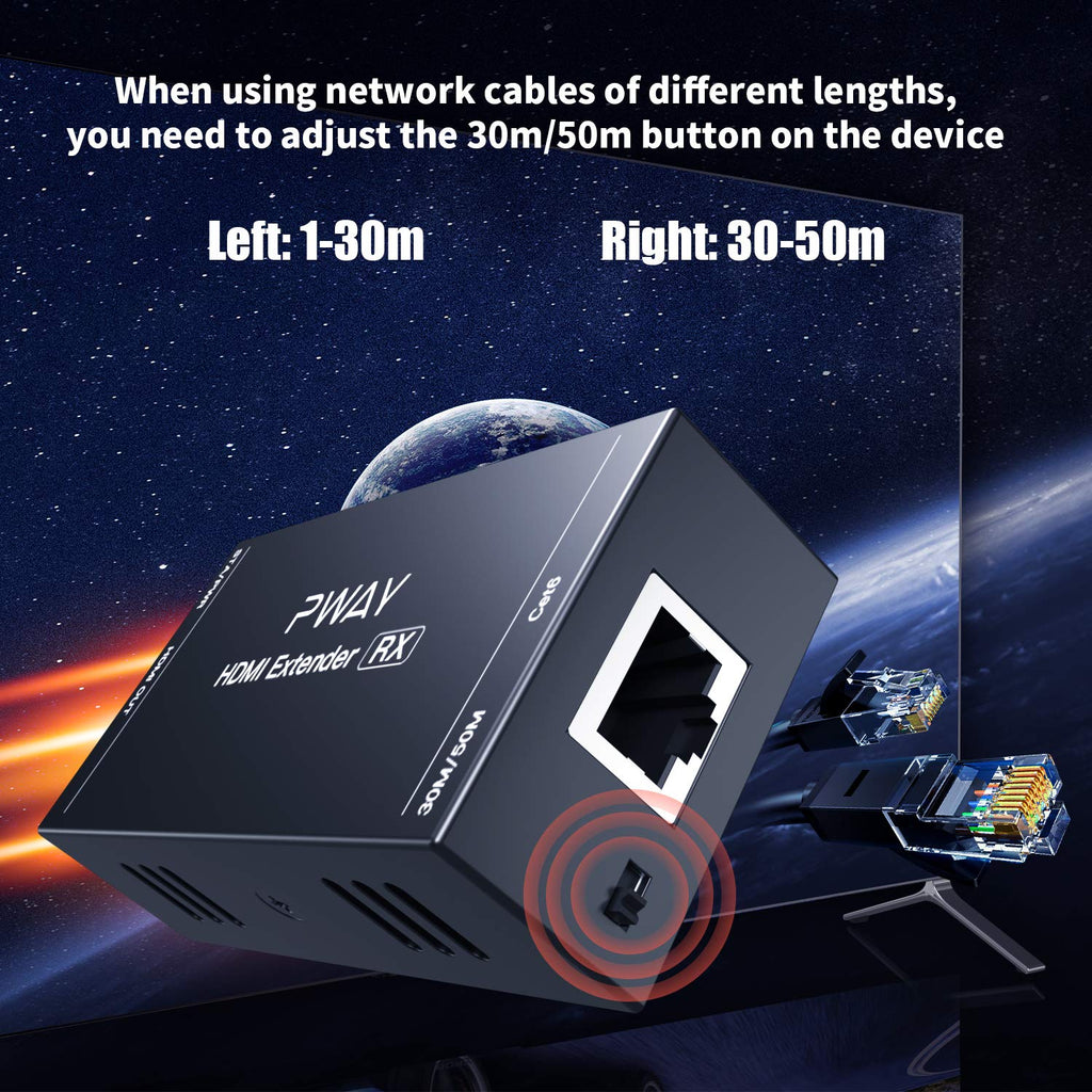 HDMI Extender Over Ethernet Cat5e/6 Up to 165ft/50m 1080P HD Video K67184