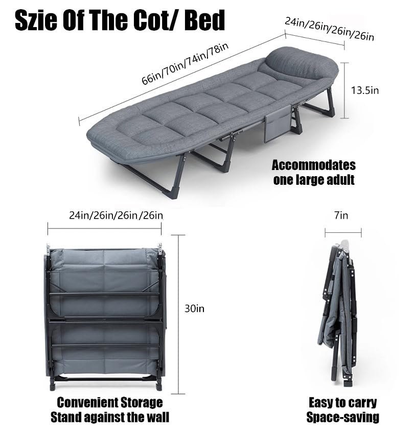 Portable Folding Camping Cot with Pillow Adjustable Backrest Q560
