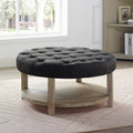 Dark Grey Round Button Tufted Ottoman L54619