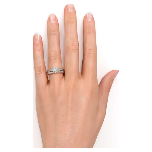 18K Rose Gold over Silver Three Stone Ring Set G231
