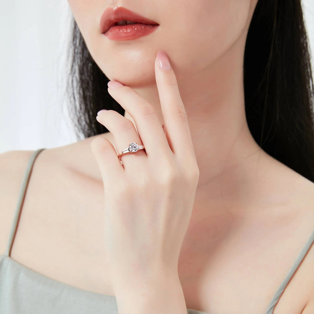 Rose Gold Plated Sterling Silver Solitaire Ring K882361