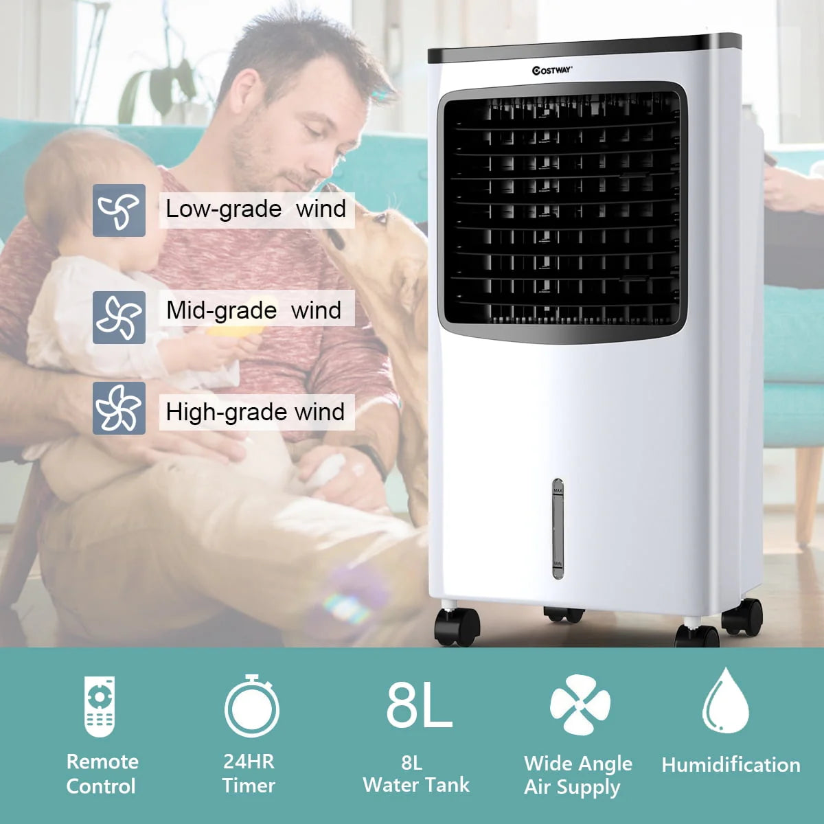 Portable Cooler Fan Humidify Anion Remote Control J6300