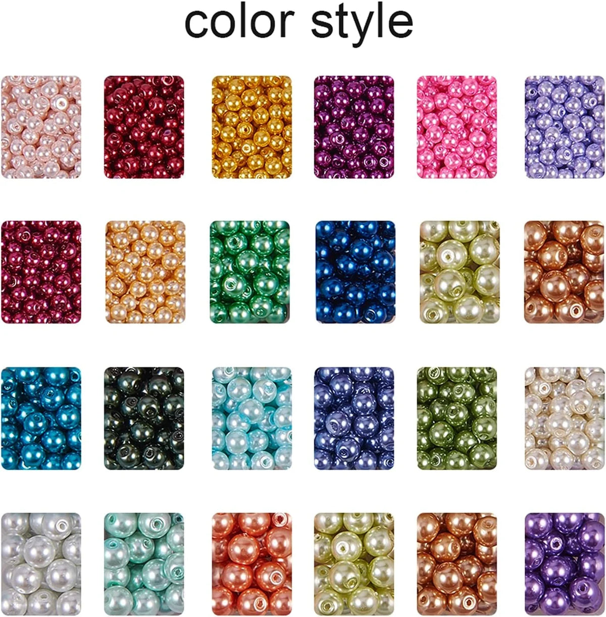 Pearlized Glass Beads 24 Color 3 Sizes Round Loose Spacer Beads N6359