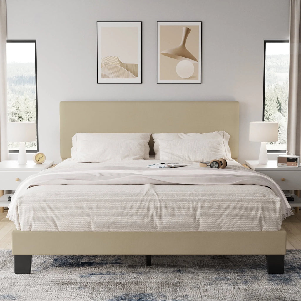 Queen Size Dark Gray Upholstered Bed Frame L2374