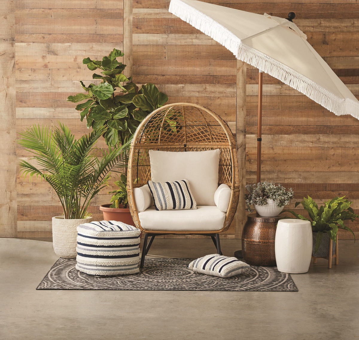 Boho Wicker Egg Chair I92344