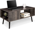 Mid-Century Modern Wooden Coffee Table with Open Storage Shelf F38444