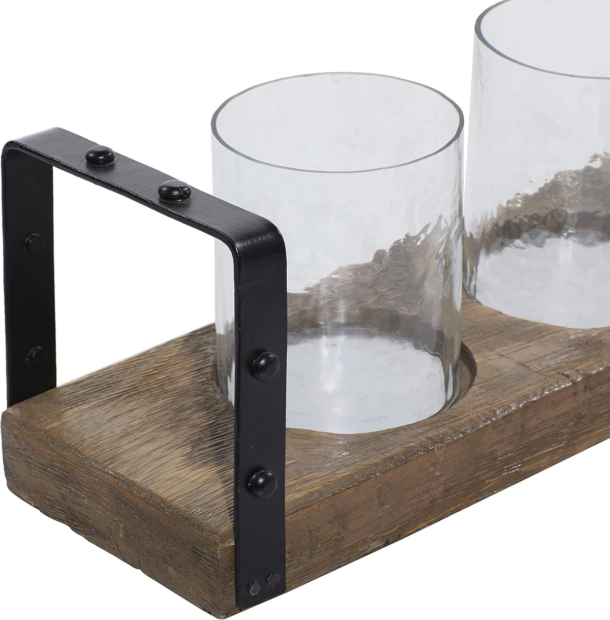 Wood Metal Glass Candle Holder 28 by 5-Inch X9174