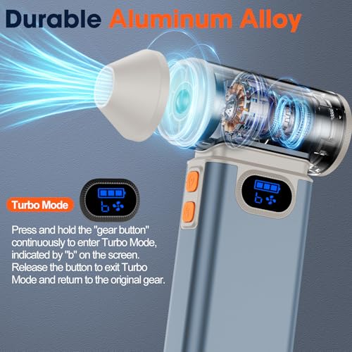 Black Rechargeable Electric Air Duster with Digital Display Y56423