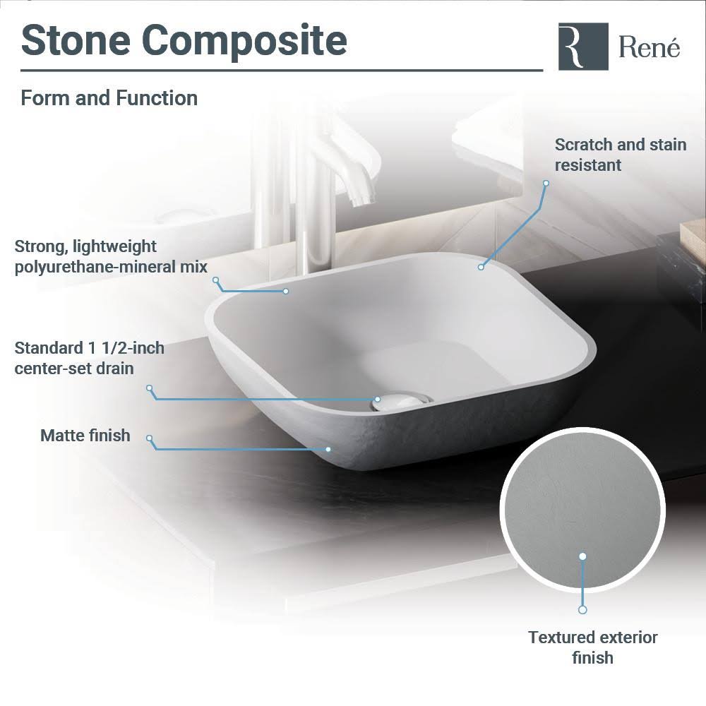 Square Vessel Sink with Brushed Nickel Pop-Up Drain P1117