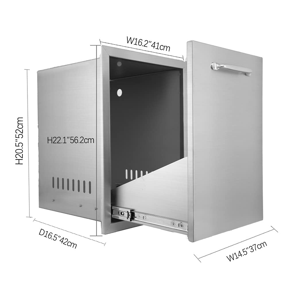 Stainless Steel Drawer W16XD18XH22.3 Inches I9549