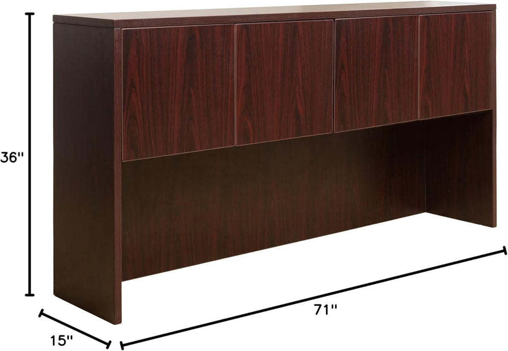 Mahogany U-Shape Desk with Pedestal File Storage and Hutch J3174