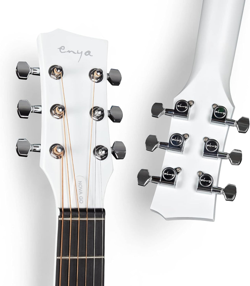 Carbon Fiber Acoustic Electric Guitar 35 Inch Starter Bundle Kit (White) T714