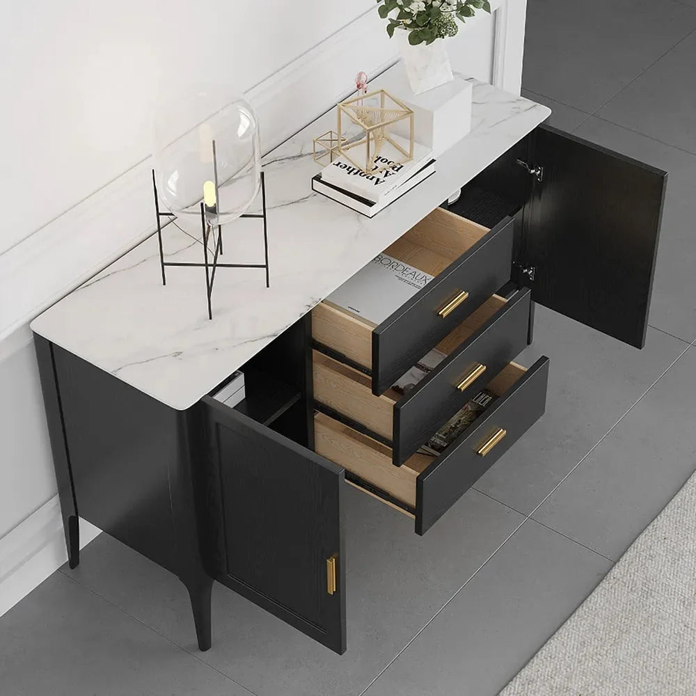 Black Sideboard Buffet with Sintered Stone Top S668274