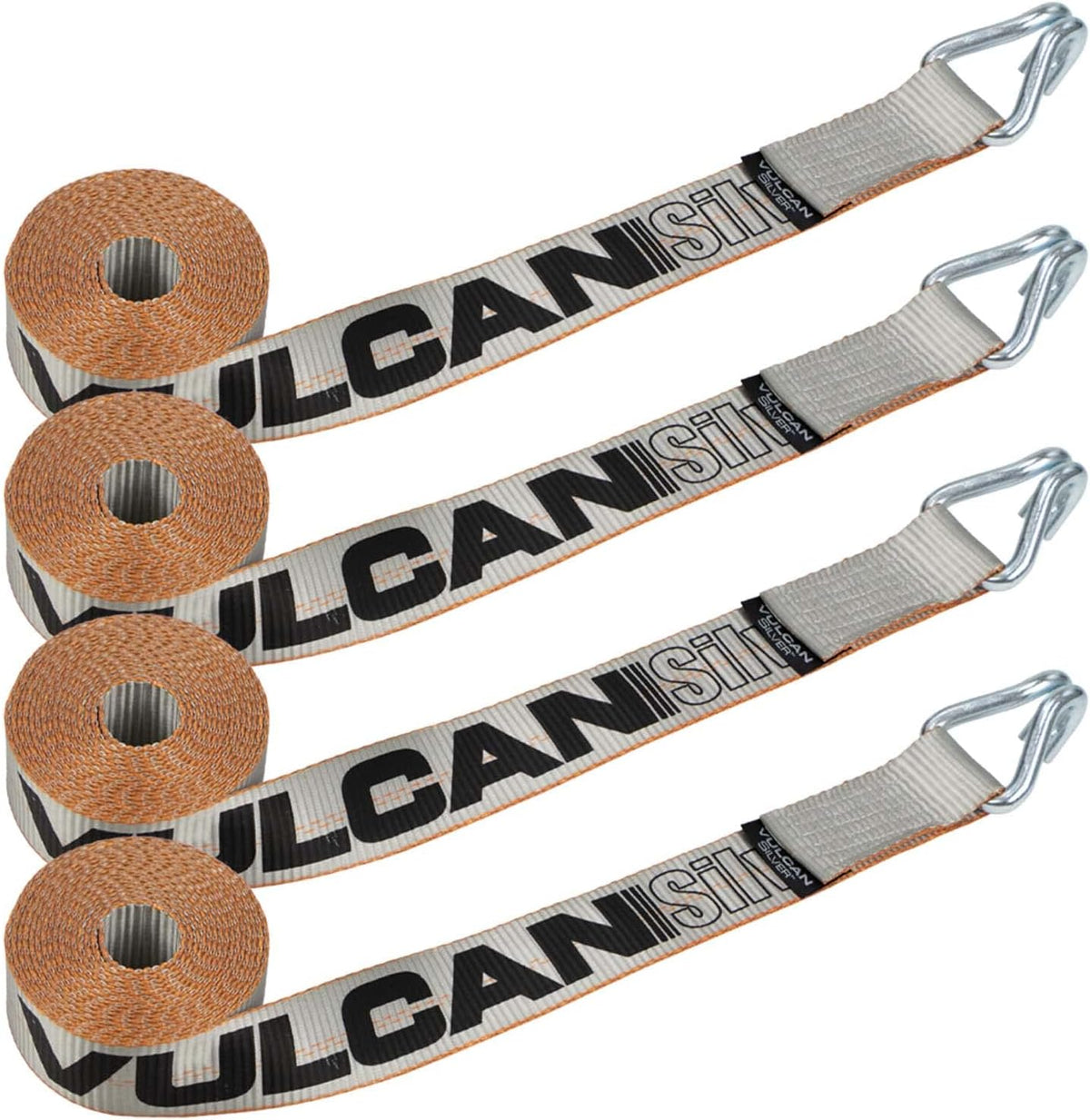 Winch Strap with Heavy Wire Hook, 2 Inch x 15 Foot, 4 Pack, 3,300 Pound Safe Working Load O75194