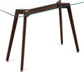 Glass Console Table with Solid Wood Legs L96226