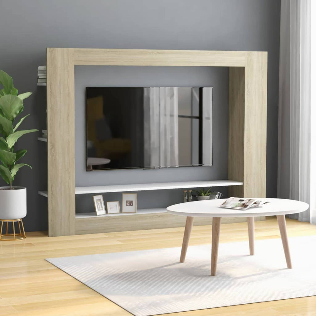 White Sonoma Oak Chipboard TV Cabinet S346334