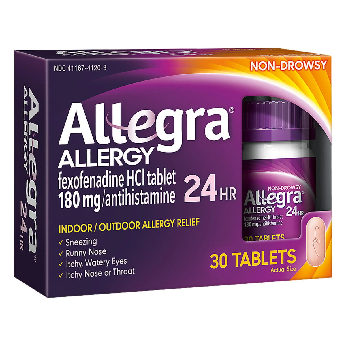 30 Pills 180 mg Antihistamine Tablets T893639