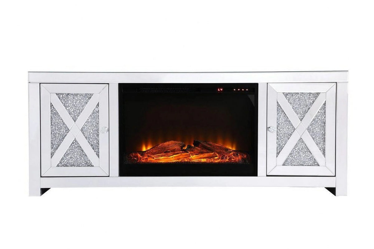 Mirrored Tv Stand with Fireplace 23.5 inches Tall and 16 inches Wide I6800