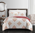 9-Piece Medallion Quilt Set King Coral Gold White P93987