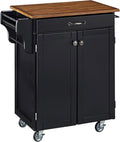 Cherry 2 Door Kitchen Cart with Oak Top H387180