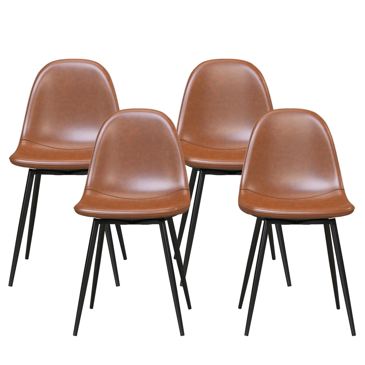 Camel Faux Leather Upholstered Dining Chair, Set of 4 Z56145