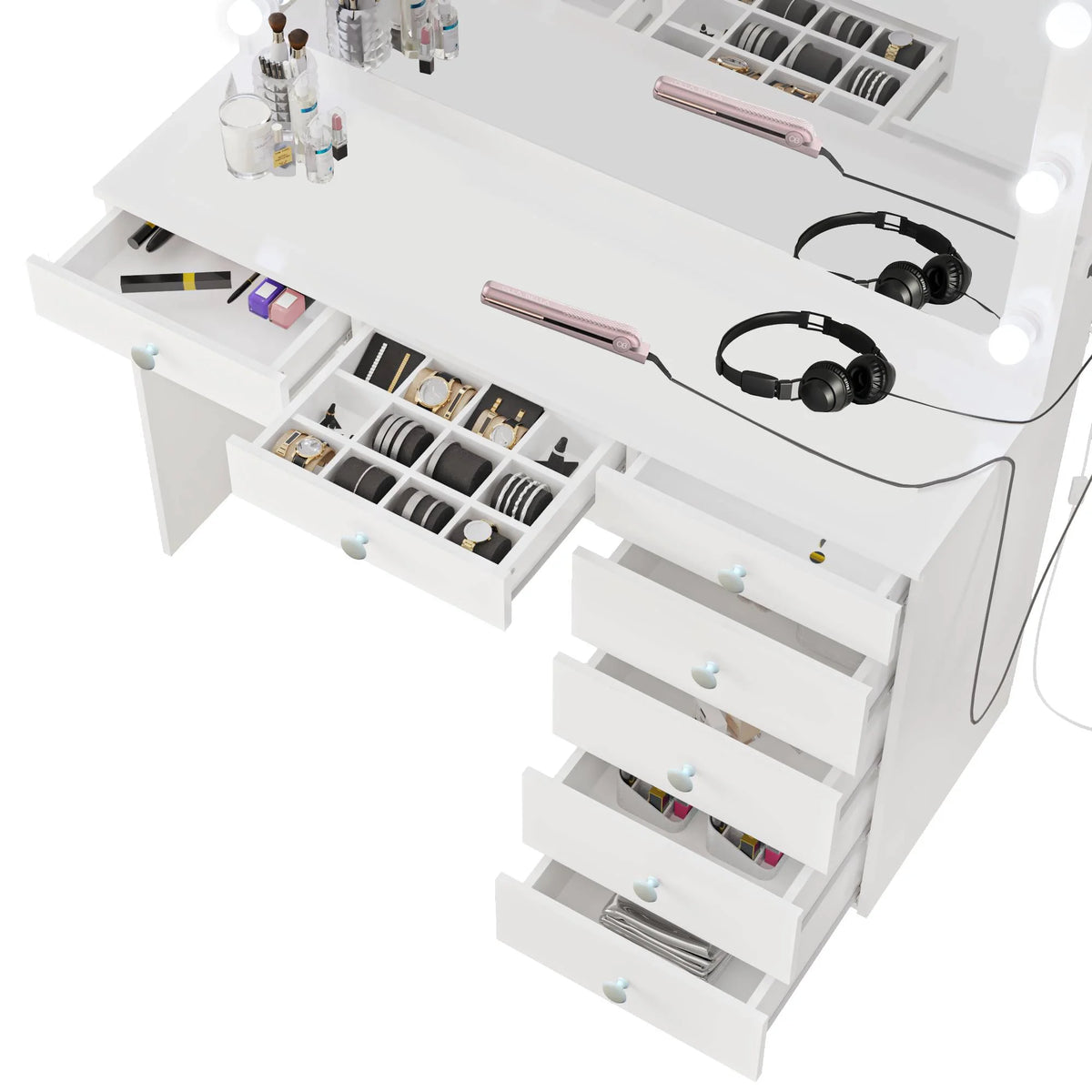 Modern Lighted Vanity Set with Mirror V610530