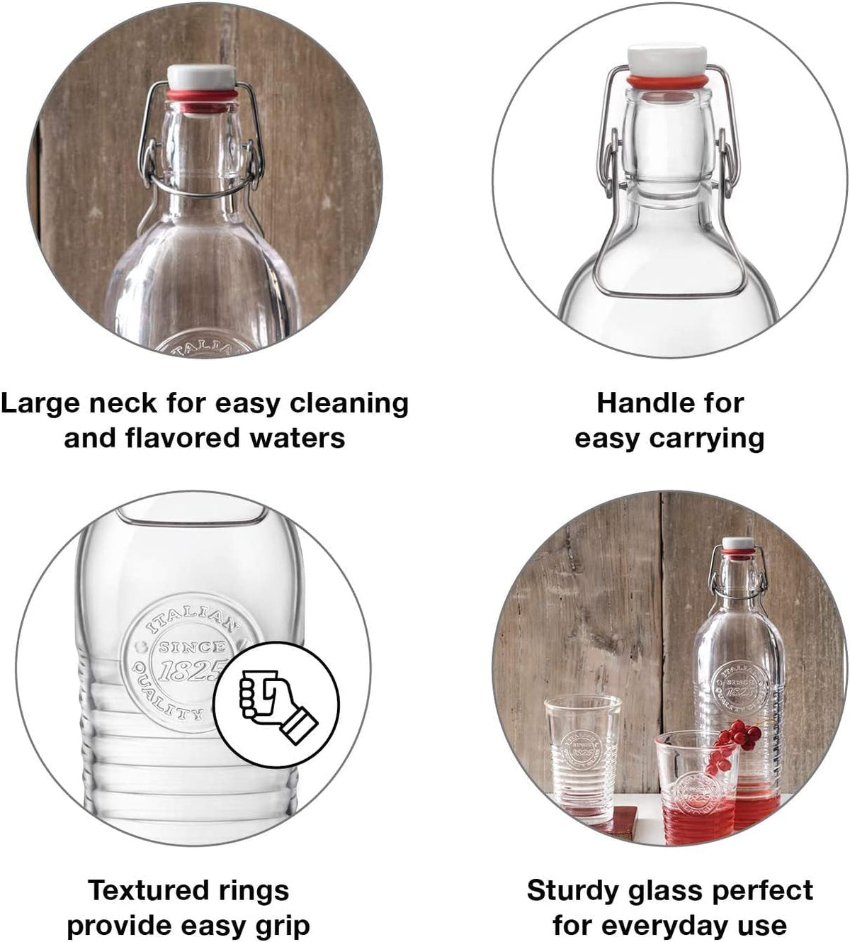 37.25oz Glass Water Bottle with Metal Clamp N345938