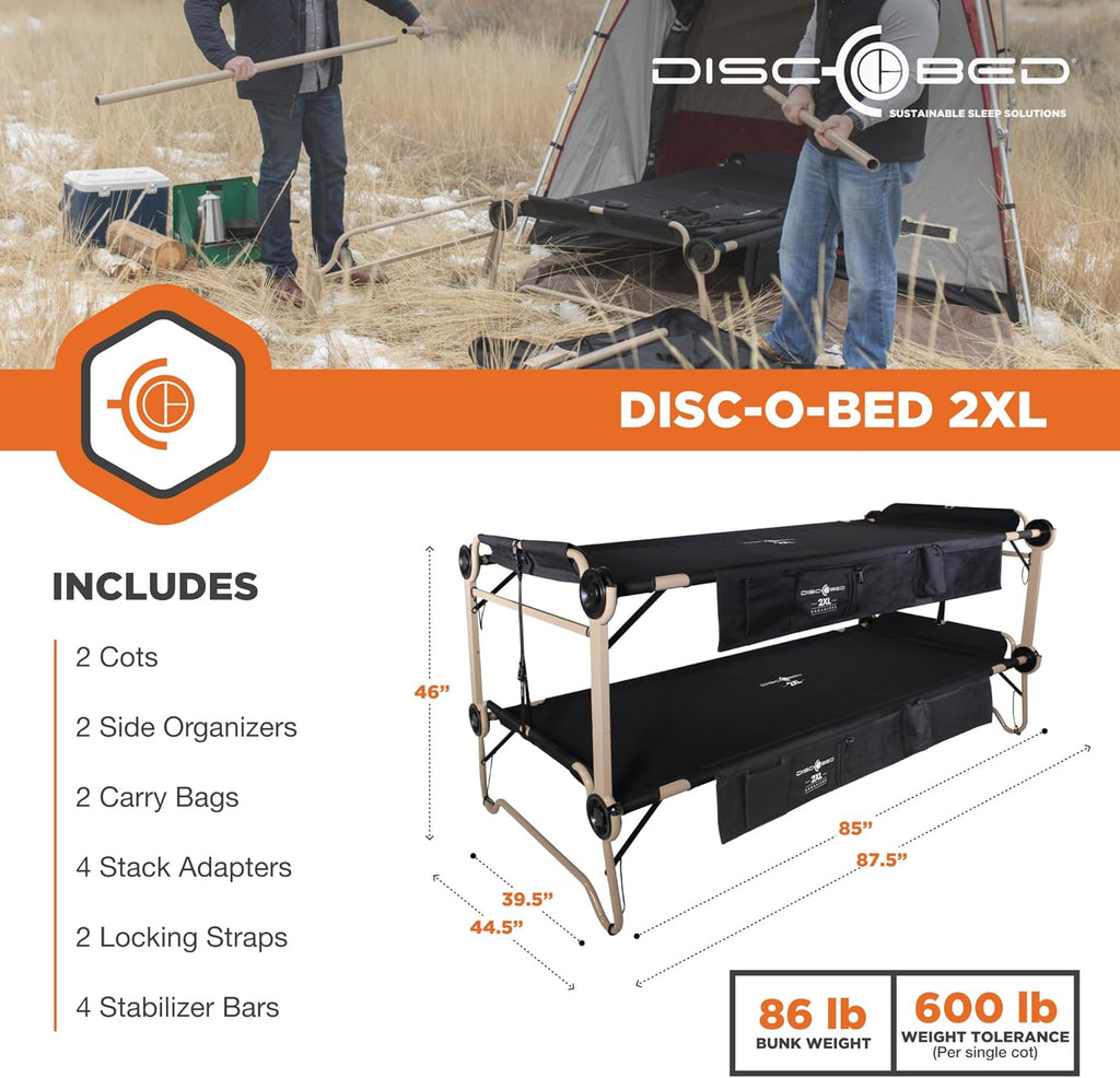 Black 2 Person Outdoor Convertible Bench Camping Cot G9410