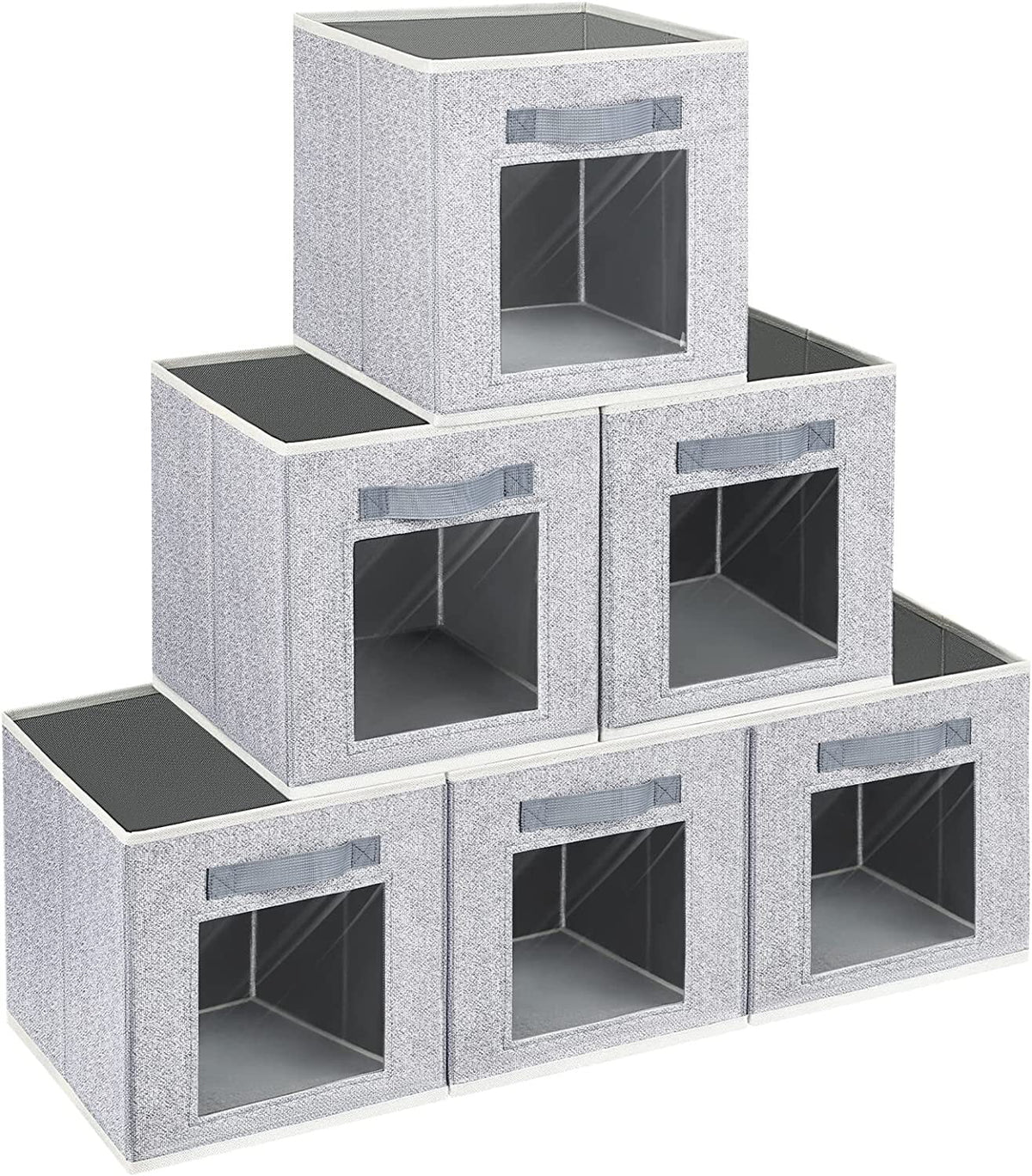 11 Inch Fabric Storage Cubes with Window, 6 Packs J3441