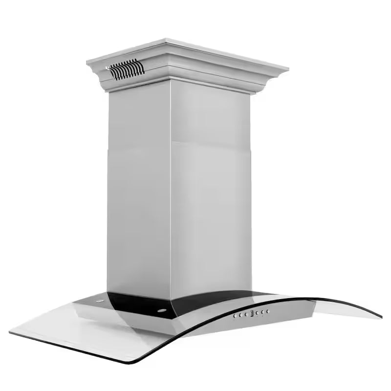 36 in. 400 CFM Ducted Wall Mount Range Hood in Stainless Steel and Glass D483082