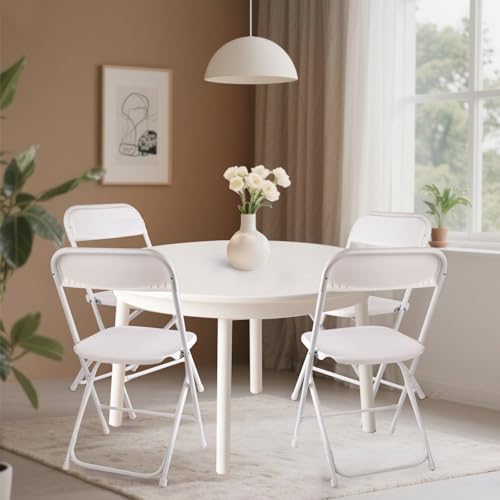 10 Pack White Plastic Folding Chairs 400lbs Capacity H487019