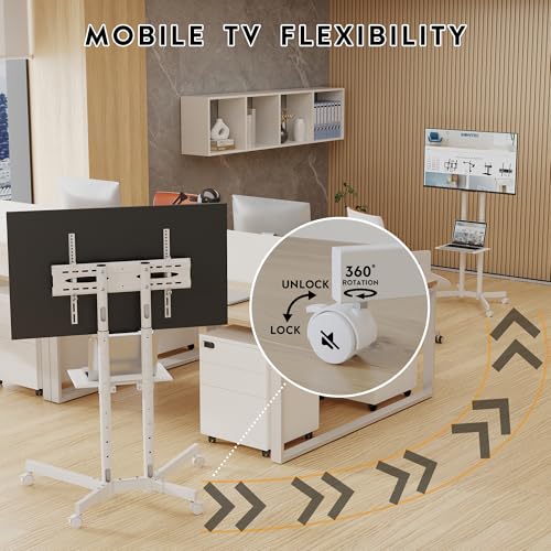 Black Mobile TV Stand for 32 to 85 inch Screens up to 121 lbs B7496